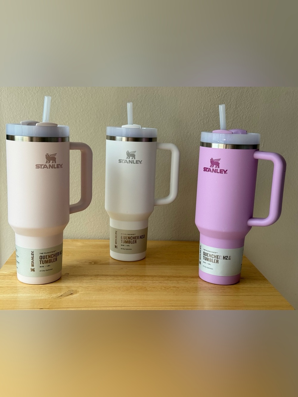 Stanley Quencher H2.0 40oz Tumbler Lot of 3 Rose Quartz Frost Soft Orchid